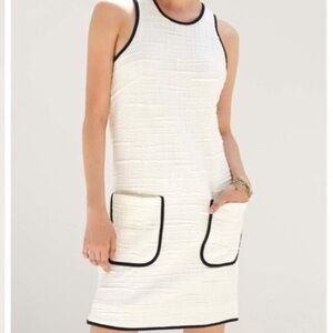 Anthropologie Maeve Cream and Black Trim Mini Dress